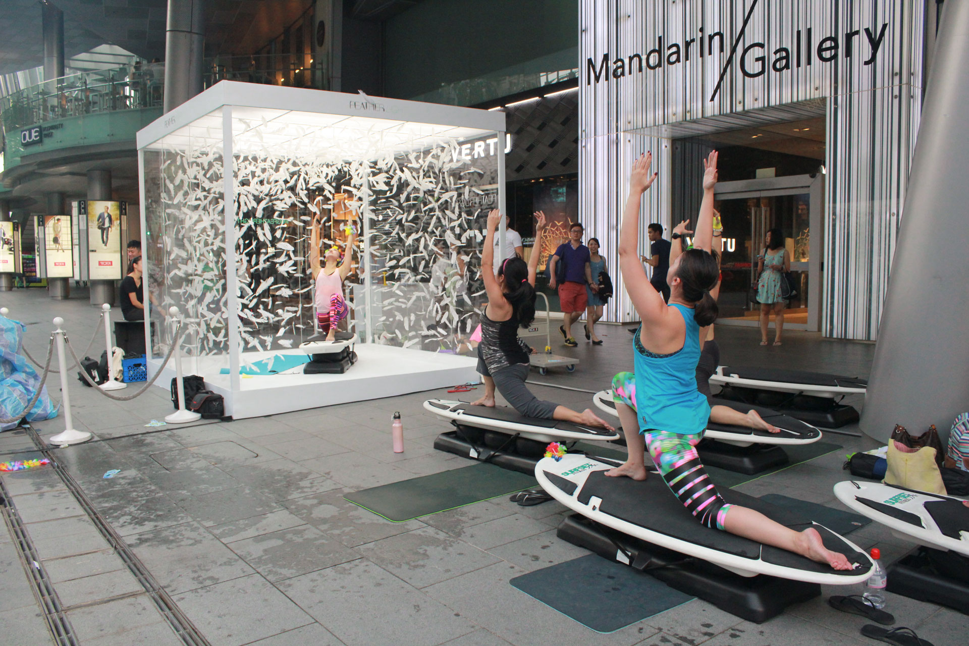 Yoga post on SURFSET board at mandarin gallery