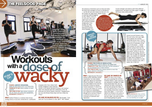 8 Days Magazine Article workouts wacky surf's up