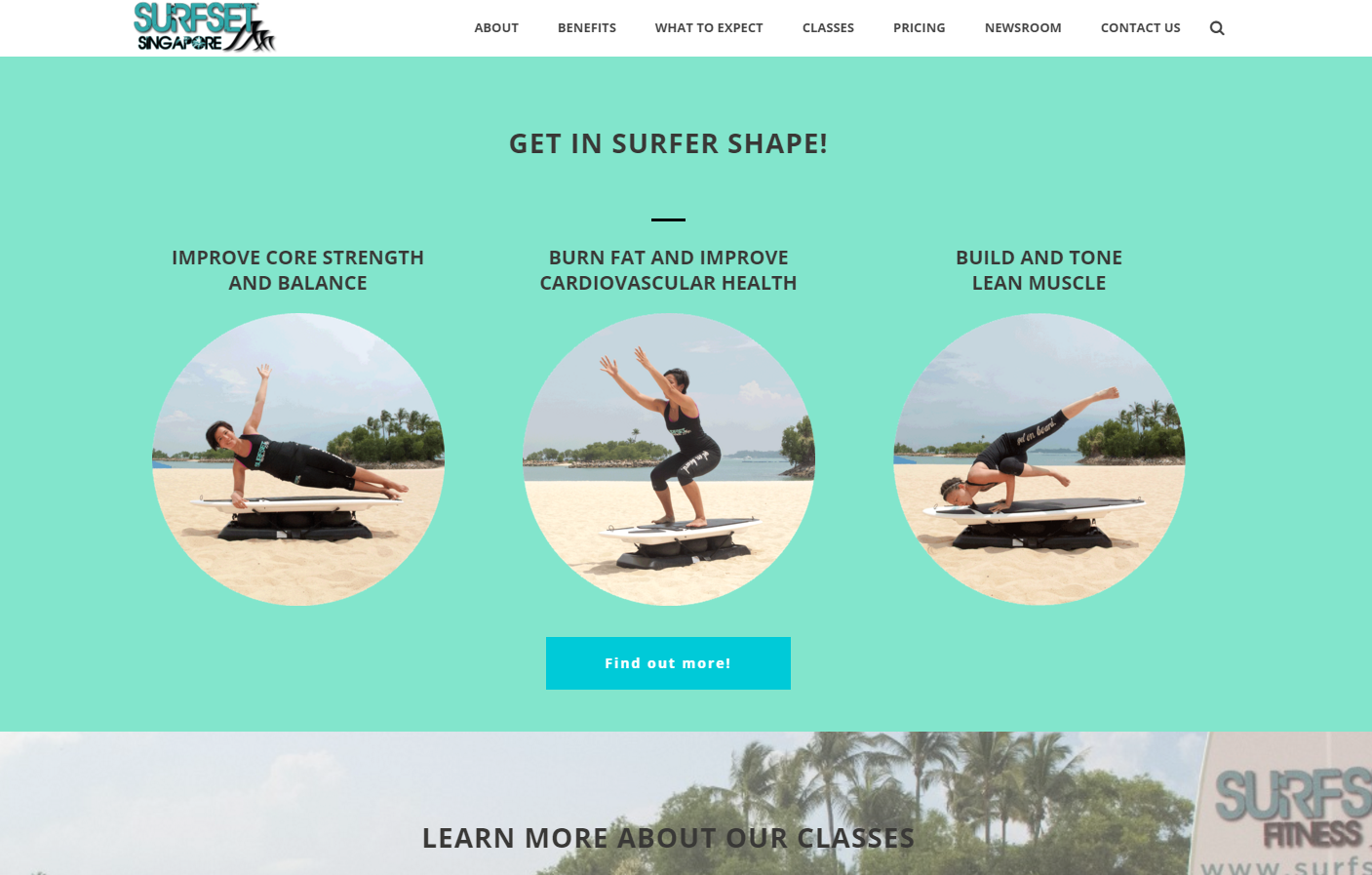 New Surfset Website core strength and balance, burn fat and improve cardiovascular health, build and tone lean muscle