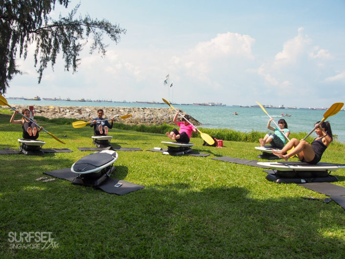 Paddling on SURFSET board